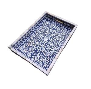 Plateau de service en bois fait main de la meilleure qualité du fabricant direct avec incrustation de nacre - Product Image 1