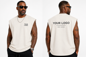 Custom Print Gym Tank <b>Top</b> Muscle Tee Men's Oversized <b>Sleeveless</b> Muscle Tank <b>Top</b> Boxy Fit Oversized <b>Sleeveless</b> T-Shirt - Product Image 2