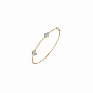Bracelet chaîne Trio Diamant en or jaune 18 carats avec 39 diamants taille princesse cultivés en laboratoire, certifié IGI, bijou tendance pour femme - Product Image 3