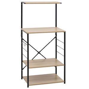 Armoire à micro-ondes en bois d'ingénierie noir et chêne 23.6 "x 15.6" x 48.4 "Rangement de cuisine - Product Image 2