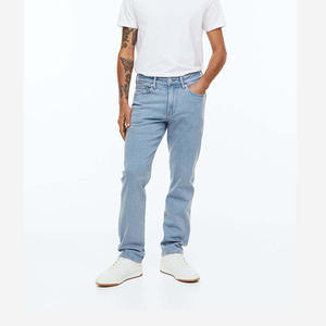 Jeans de Mezclilla para Hombre de Alta Calidad, 100% Algodón, Transpirables, Lavados, de Cintura Alta, Corte Recto, Pantalones Casuales - Product Image 1