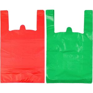 Sacchetti di Plastica Ispirati alle T-Shirt con Manici 12x20 Pollici, Confezione Multipla per Ristoranti e Attività Commerciali - Product Image 1