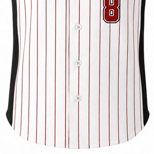 <b>Red</b> White Baseball Jersey for Men Pinstripe Button Baseball Shirt Lightweight Team Uniform Breathable Athletic Sports Wear - Product Image 5