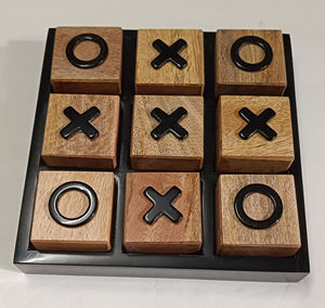 Jeu de puzzle en bois artisanal Tic Tac Toe avec blocs X et O, jeu de table compact, décoration d'intérieur, divertissement familial - Product Image 6