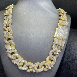 High Quality Hot Sale <b>Iced</b> Jewelz Women's 22mm Lab Grown Moissanite Micro Pave Hip Hop Cuban Link <b>Chain</b> 925 Silver Rose Gold - Product Image 4