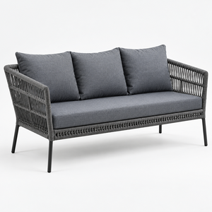 Moderno juego de sofás para patio exterior de 4 piezas con mesa de centro, muebles de ratán PE gris - Product Image 4