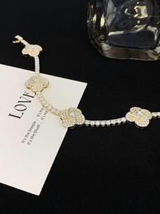Clover Hip Hop Unisex <b>Bracelet</b> Fully Iced Moissanite Claw Setting Chain Link 18K <b>Solid</b> <b>Gold</b> Gift Jewelry - Product Image 3