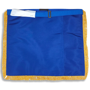 Tablier maçonnique Grand Rang, bleu et marron, avec emblème du drapeau brodé, pour la cérémonie - Product Image 5