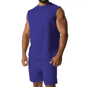 เสื้อแขนกุดคอกลมของผู้ชายเสื้อถักลำลองสีกรมท่าระบายอากาศ - Product Image 6