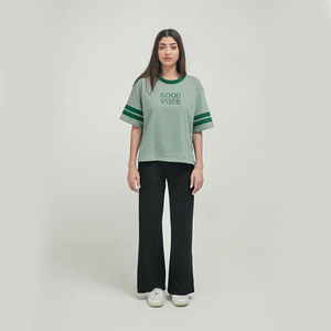เสื้อยืดผู้หญิงแบบปรับได้รุ่นใหม่มาแรง ขายดีที่สุด ระบายอากาศได้ดี เสื้อผ้าแฟชั่นทันสมัย เสื้อยืดคอกลมแบบสั่งทำพิเศษสำหรับผู้หญิง - Product Image 2