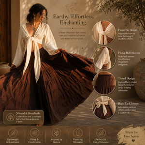 Cotton Natural Waist Tiered Floor-Length Casual <b>Boho</b> Summer Beach Vacation Lightweight A-Line Design Ruffles <b>Skirt</b> - Product Image 5