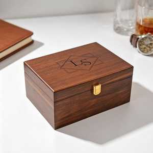 Boîte à bijoux vintage en bois, étui de rangement rectangulaire avec couvercle à charnière et serrure, idéal pour les artisanat, les cadeaux de mariage, les fêtes nuptiales et comme organisateur de bureau - Product Image 1