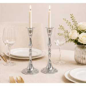 Handcrafted Export Quality <b>Silver</b> Plated <b>Candlestick</b> Holders Slender Bamboo Column Taper Candle Stand for Christmas Decoration - Product Image 4