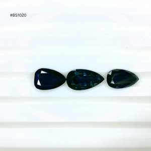 Zafiro Azul Africano Calentado en Forma de Pera, Grado 3A (Lote) 3 Piezas 7.44ct, Piedras Sueltas de Color Azul Intenso para Joyería - Product Image 1