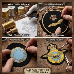 Custom Hand Embroidered Eco-Friendly RAF Blazer <b>Badge</b> Gold Bullion Handmade Patch Masonic Regalia Classical Style <b>Sew</b>-On - Product Image 2