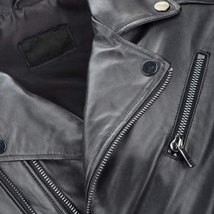 Veste de motard en cuir PU pour homme, coupe ajustée, col rabattu, fermeture éclair, couleur unie, tenue d'automne - Product Image 4
