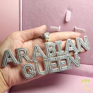 Custom " Arabian Queen " <b>Name</b> Pendant Necklace Iced Out Moissanite Diamond Hip Hop Tennis <b>Chain</b> Jewelry Gift - Product Image 5