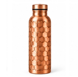 Artisan Copper <b>Water</b> <b>Bottle</b> with Mountain Forest Design Portable <b>Metal</b> Flask for Outdoor Travel - Product Image 3