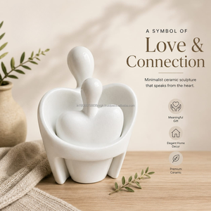 งานแกะสลักเซรามิกคู่รักทำมือ AG Elements ของตกแต่งบ้านสไตล์โมเดิร์นโรแมนติก พร้อมฟังก์ชั่นเก็บของ - Product Image 2