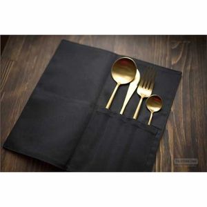 Pochette de luxe en toile pour couverts, personnalisable avec logo, sac de rangement portable pour ustensiles de cuisine, écologique, pour voyage et extérieur - Product Image 1