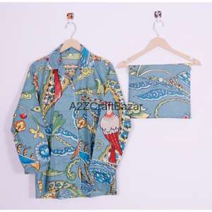 ชุดนอนผ้าฝ้าย 100% สไตล์โบฮีเมียน โรแมนติก นุ่มลื่น ชุด 2 ชิ้น สำหรับผู้หญิง เสื้อและกางเกง - Product Image 2