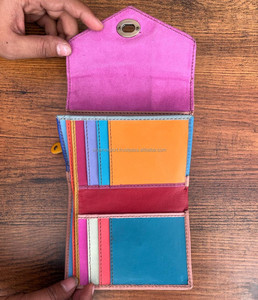 Nouveau Style fait à la main en cuir de vachette recyclé portefeuille femmes pochette haute qualité en cuir luxe multi-usage sac à main porte-carte portefeuilles - Product Image 5