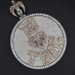 Custom Round Brilliant Cut Moissanite Pendant Necklace Iced Angel Design Gold <b>Silver</b> 925 Sterling <b>Silver</b> Hip Hop Unisex Jewelry - Product Image 1