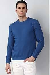 เสื้อสเวตเชิ้ตผู้ชายทรงเข้ารูปสีน้ำเงินรอยัล - คุณภาพสูง ผลิตจากผ้าฝ้ายฟลีซ 100% คอกลม - Product Image 3