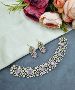 Radiant Gemstone Antique <b>Gold</b> Plated Kundan Necklace <b>Set</b> With Earrings Traditional Ethnic Wedding Wear <b>Jewellery</b> <b>Sets</b> Wholesaler - Product Image 2