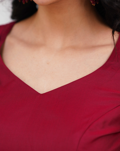 Maroon Blended Silk With Zari Work <b>Kurta</b> Set With Dupatta For <b>Women</b> Traditional Indian Wear Casual Outfit Regular Fit - Product Image 2