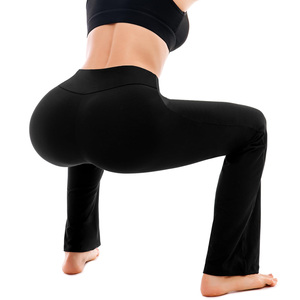 Leggings évasés pour femmes, taille haute, coupe bootcut, côtelés, effet ventre plat, pour l'entraînement et la danse, coupe ajustée - Product Image 5