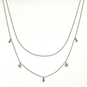 Collar Gemnel Versátil Apilable de Doble Hilo <span class=keywords><strong>con</strong></span> Pequeños Dijes de Estrella de Mar y Circonitas para Estilo de Collar en Capas - Product Image 3