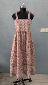 Vestido Largo Maxi con Tirantes Ajustables, 100% Algodón, Estampado en Bloques, Diseño Sólido, Vestido Maxi Sostenible para Mujer, Temporada Otoño-Invierno - Product Image 4