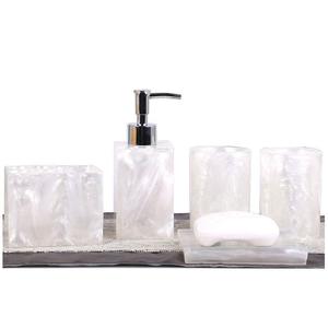 Nouvel ensemble d'accessoires de salle de bain en résine, cinq pièces, comprenant un distributeur de lotion et un porte-mouchoirs, pour la maison, les restaurants et les salles de bain. - Product Image 4