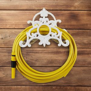 Vintage <b>Cast</b> Iron Garden Hose Holder Wall Mounted Decorative Hose Hanger Rack Outdoor Water Pipe Organizer Rustic Antique Scroll - Product Image 5