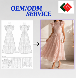 Robe midi rose en dentelle à col rond sans manches, motif floral, coupe régulière, écologique, style romantique, coupe trapèze, pour usage quotidien, été, fabriquée au Vietnam - Product Image 6