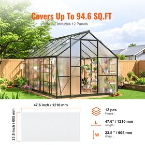 Lot de 12 panneaux de serre en polycarbonate ondulé 60x120x7,5 cm, imperméables et anti-UV, pour toiture de serre - Product Image 6