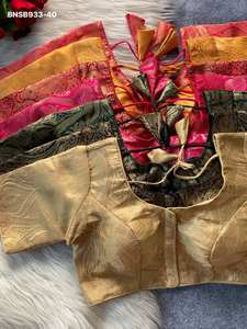 Nueva colección de blusas listas para usar de seda Banarasi con trabajo de zari dorado para ocasiones especiales, a precio de mayorista, proveedor indio. - Product Image 6