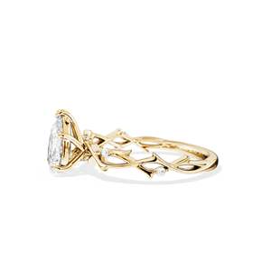 Anillo de compromiso de oro de 14 quilates con diamante talla pera para mujer, engaste de púas, estilo floral - Product Image 6