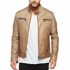 Trendy Daily Wear Fashion Look Modern <b>Men</b> Leather <b>Jacket</b> with Luxury Design <b>Men</b> <b>Light</b> Color Leather Fashion <b>Jacket</b> For Sale - Product Image 6