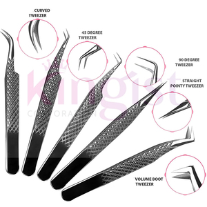 Eyelash Extension Tweezers Kit Professional Eyelash Extension <b>Tool</b> Complete Set With Scissor and Case - Product Image 4
