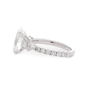 Bague en or blanc véritable avec diamant de laboratoire de 3,5 carats, style victorien, inspirée de l'antiquité, sertie de diamants ovales, faite à la main - Product Image 5