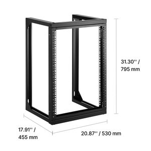 ตู้แร็คเซิร์ฟเวอร์แบบติดผนัง 15U รับน้ำหนักได้ 150 ปอนด์ โครงแบบเปิดพร้อมประตูบานสวิง 180 องศา ทำจากเหล็กกล้าคาร์บอน สำหรับเครือข่าย - Product Image 5