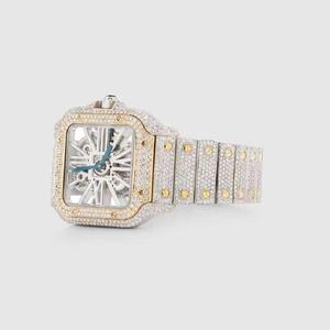 Luxury Octagon Diamond <b>Watch</b> White Gold <b>Case</b> Mechanical Movement Roman Numeral Analog Display Deployment Clasp Unisex Timepiece - Product Image 6