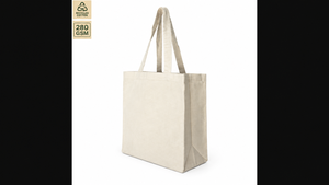 Bolsa de Compras de Lona de Algodón Off-White de 280 GSM, 38x42x20 cm, Asa Única, Reutilizable, con Refuerzo, Logotipo Personalizado, Venta al Por Mayor, OEM, ODM, B2B - Product Image 3
