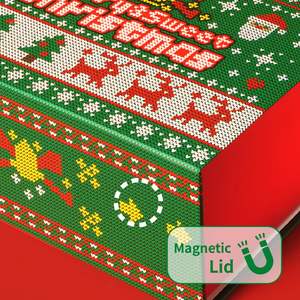 Boîte cadeau rigide de Noël en matériaux recyclés TH CBB-559, fermeture magnétique, design personnalisé, Noël, Père Noël, arbre, fête - Product Image 5