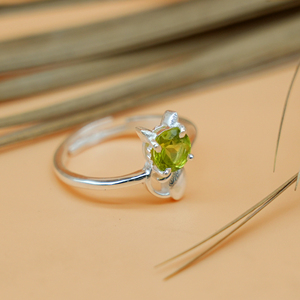 Natural Peridot Cat <b>Ring</b> 925 Sterling Silver Handmade <b>Ring</b> <b>Adjustable</b> Fine Engagement Jewelry - Product Image 3