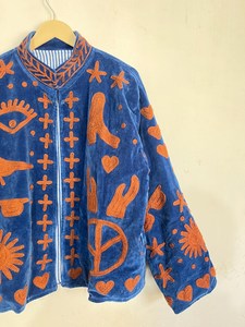 Indian Cotton Velvet Suzani Embroidery Boho Hippie Unisex <b>Women</b> Autumn Winter Jacket Windproof Breathable Wholesale <b>Coat</b> Bulk - Product Image 5