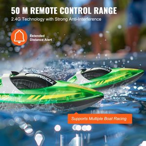 2.4GHz <b>RC</b> Racing Boat with LED Light 12 km/h Speed Remote <b>Control</b> 2 Rechargeable Batteries for Pools & Lakes - Product Image 5