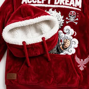 เสื้อฮู้ดขนแกะโอเวอร์ไซส์ปักลายการ์ตูนโจรสลัดแบบเชนิลล์สีแดงแบบใหม่ที่สามารถปรับแต่งได้ - Product Image 5